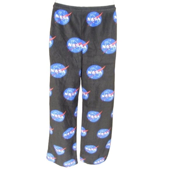BUZZ ALDRIN NASA Logo Lounge Pants, XXL, Black Fleece, Elastic Waist/Drawstring - Picture 5 of 7